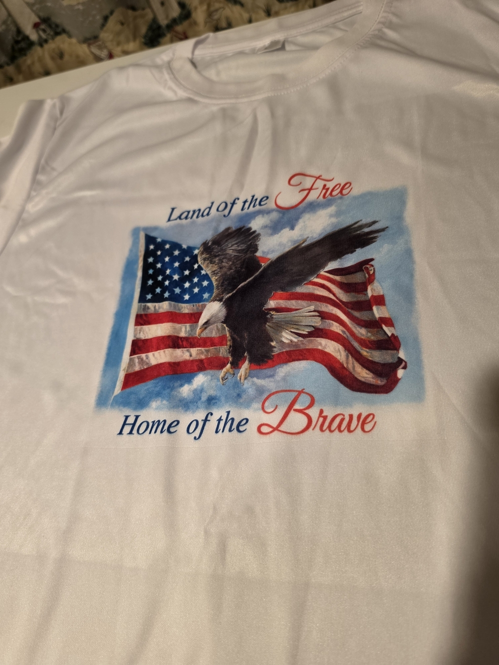 Adult L White 'Land of the Free, Home of the Brave' Graphic Tee